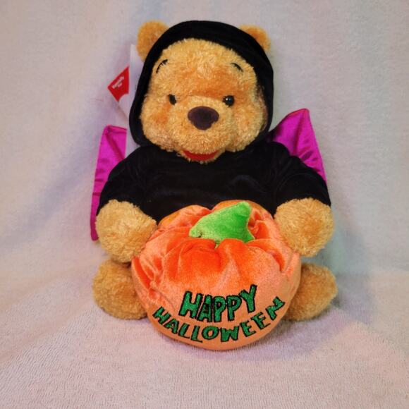 Disney Winnie the Pooh Happy Halloween Bat Costume Stuffed Plush Toy Vintage NWT - Picture 1 of 4